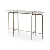 Mercana Pinera White Marble Top Gold-Toned Iron Base Console Table