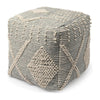 Mercana Brinket Gray/Cream Polyester Handwoven Square Pouf Clearance