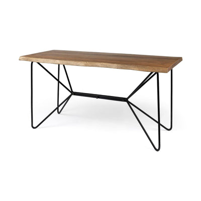 Mercana Papillion Natural Solid Wood and Live Edge Iron Office Desk Clearance