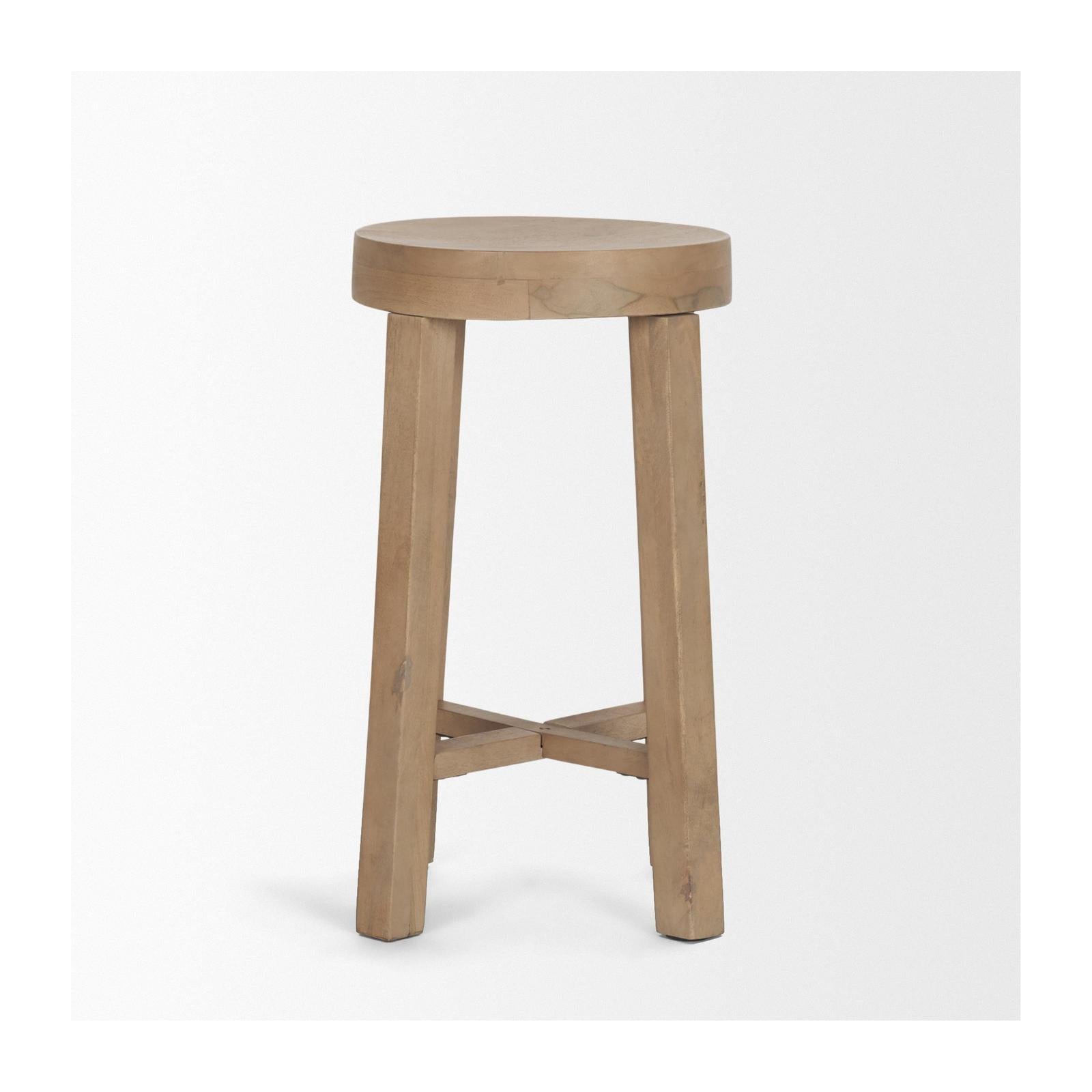 Mercana Brahma White Washed Wood Stool