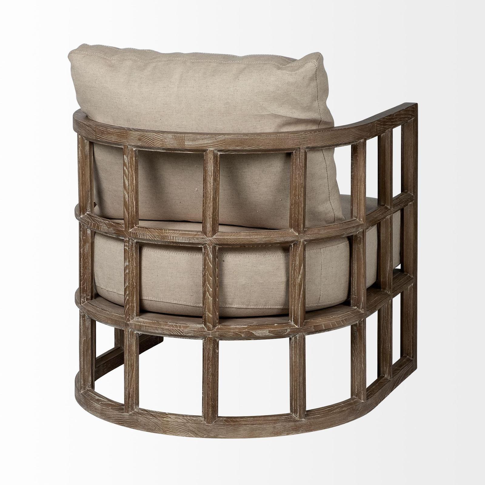 Mercana Skylar Fabric Covered Cushioned Demi-Lune Wooden Frame Accent Chair