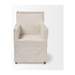 Mercana Elbert Cream Fabric Slip-Cover Brown Wood Frame Dining Chair