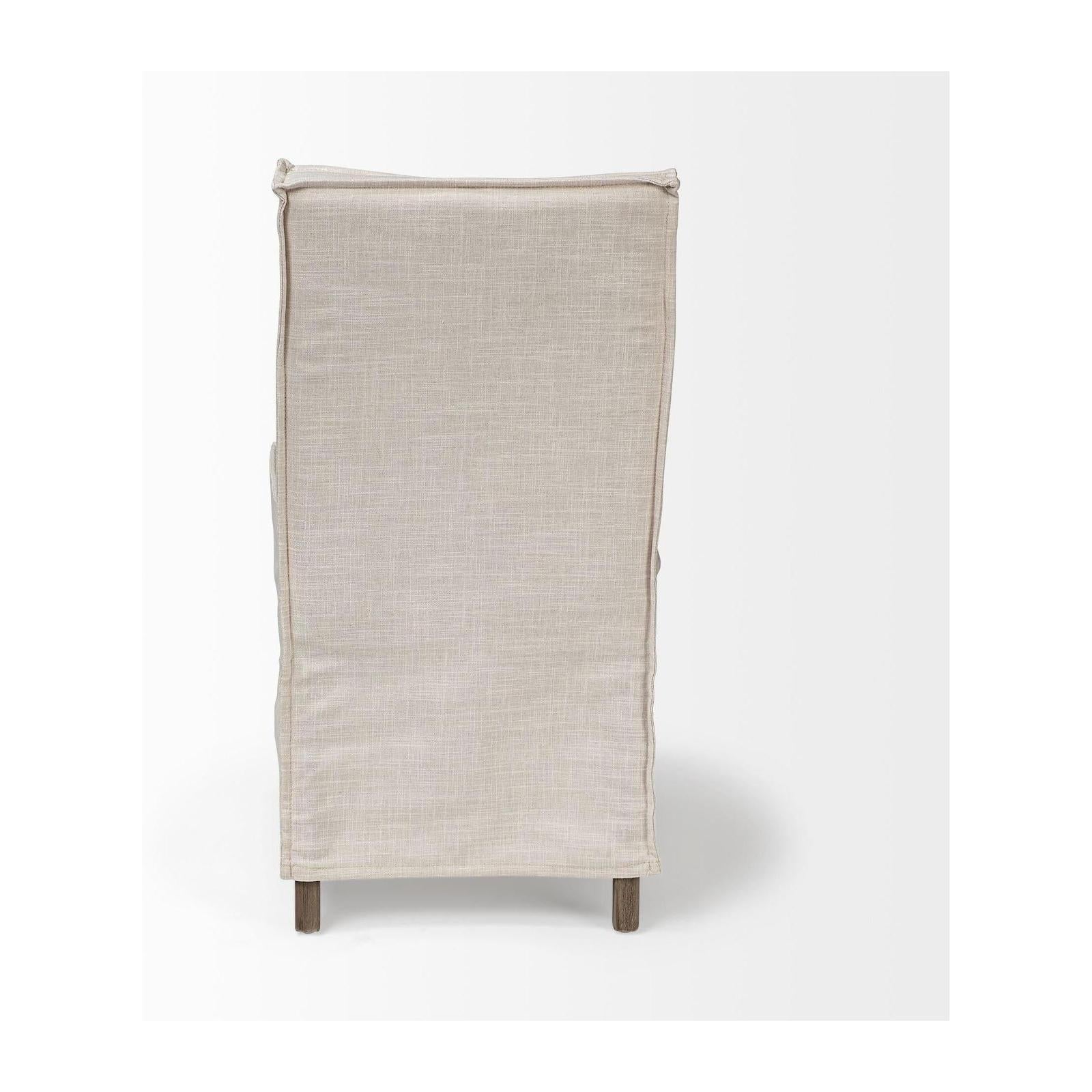Mercana Elbert Fabric Slip-Cover Brown Wooden Base Dining Chair
