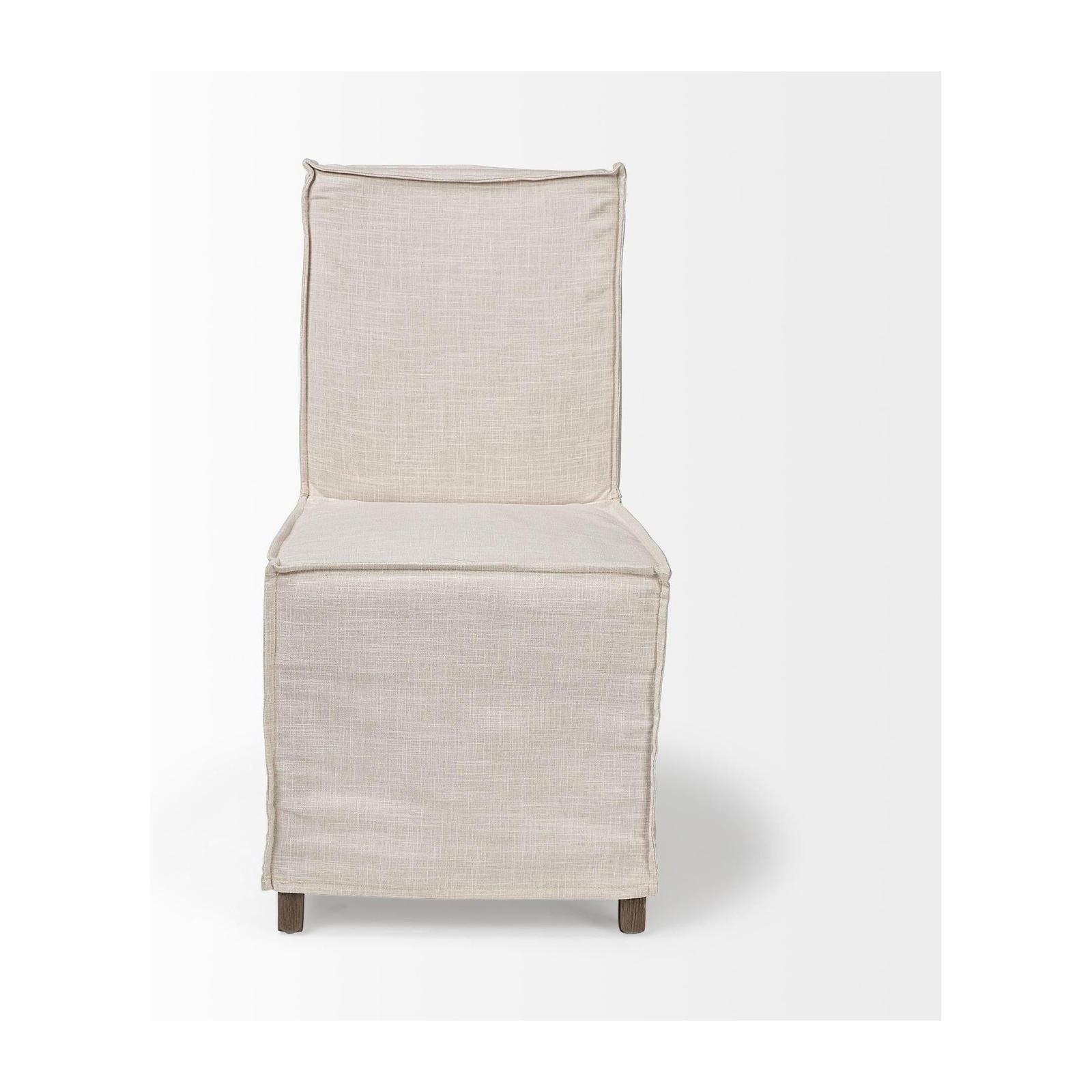 Mercana Elbert Fabric Slip-Cover Brown Wooden Base Dining Chair