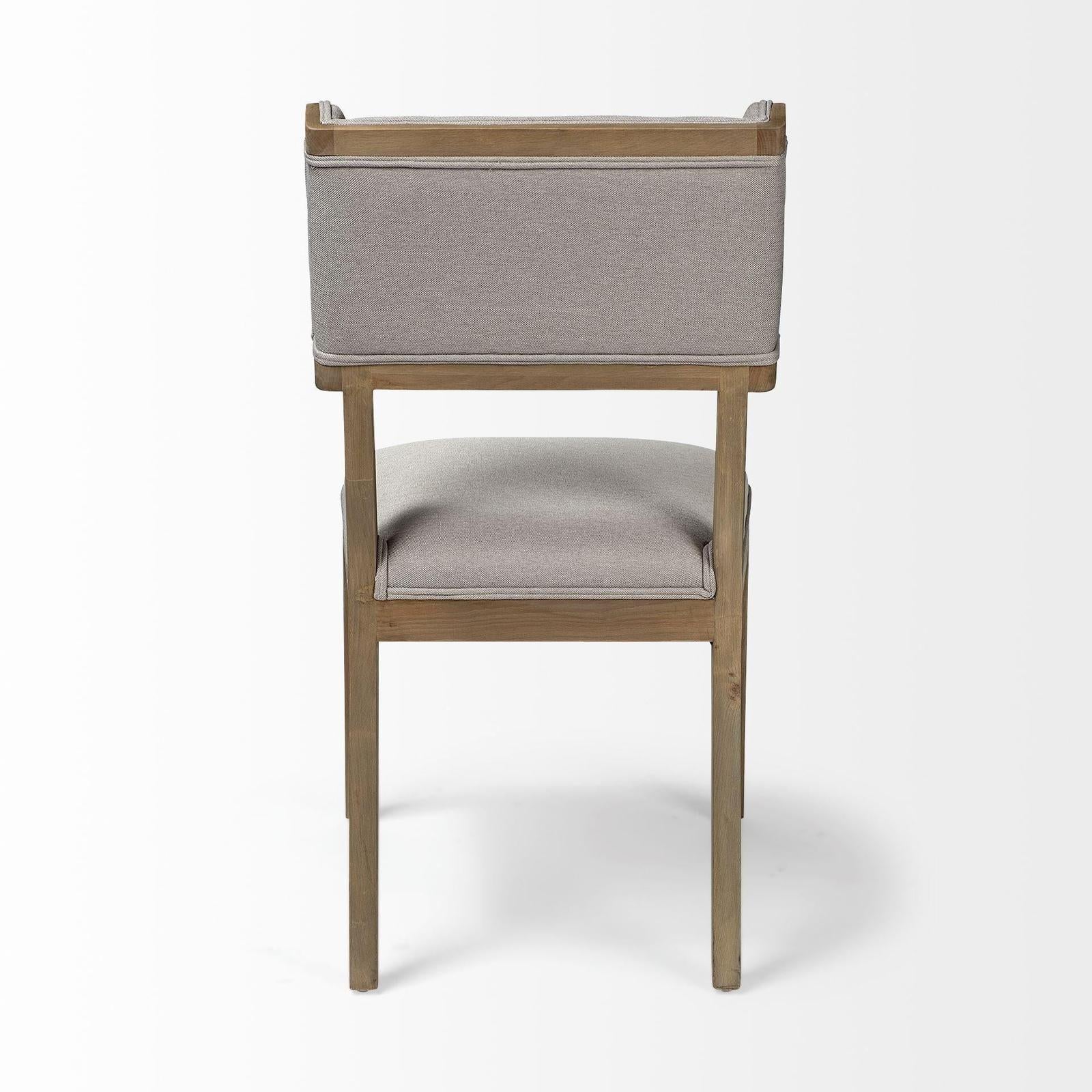 Mercana Tenton Grey Fabric Wrap Brown Wooden Base Dining Chair Clearance