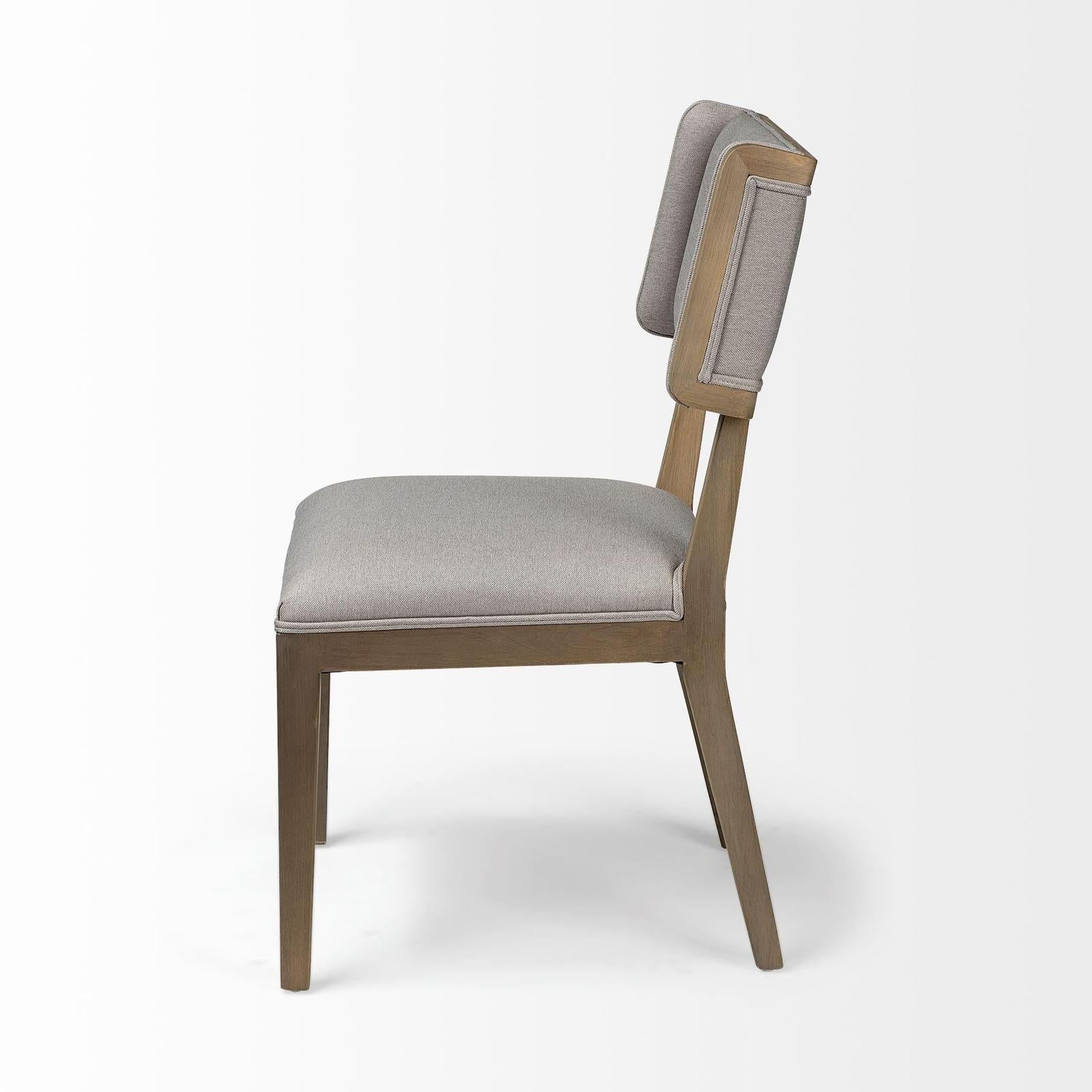 Mercana Tenton Grey Fabric Wrap Brown Wooden Base Dining Chair Clearance