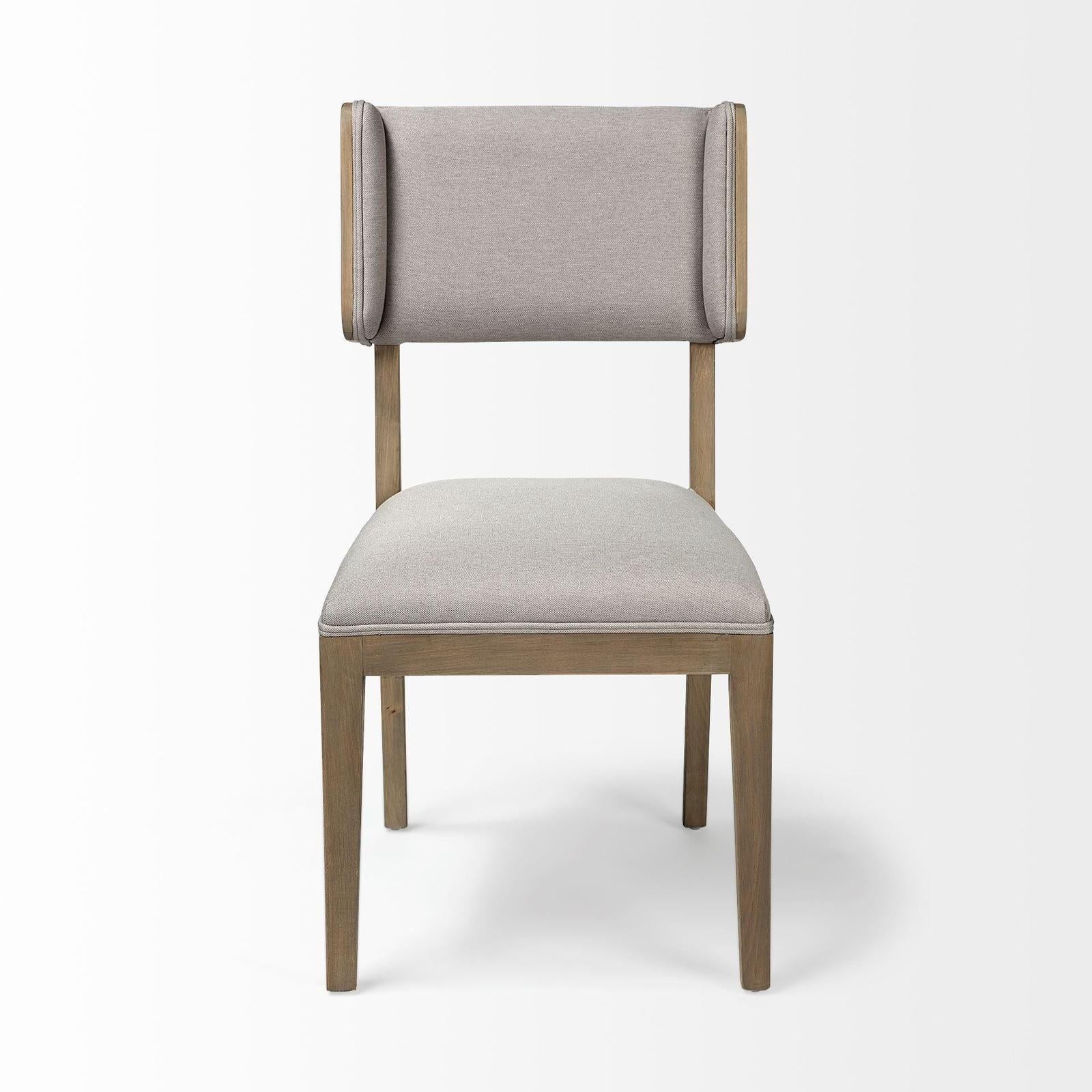 Mercana Tenton Grey Fabric Wrap Brown Wooden Base Dining Chair Clearance