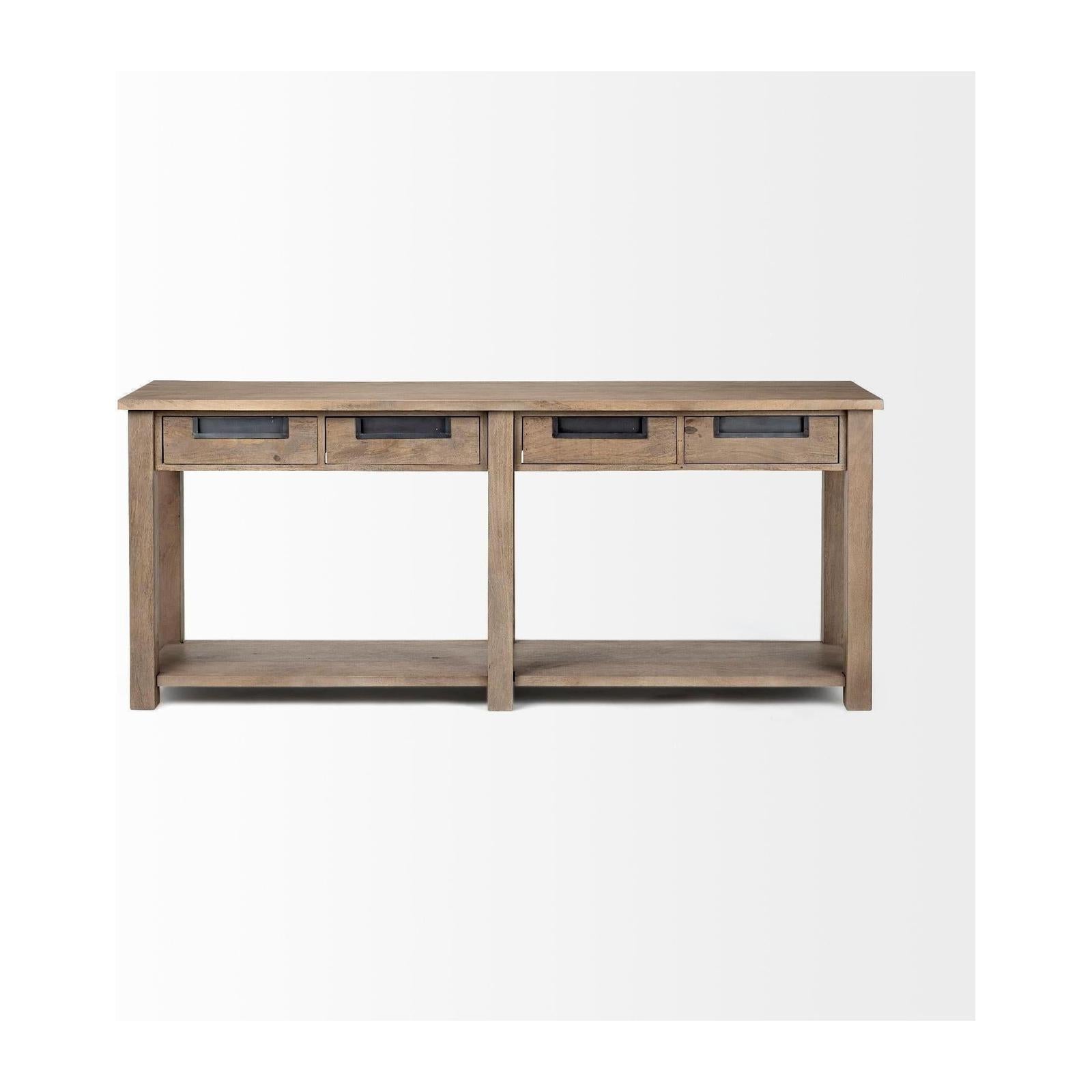 Mercana Harrelson Brown Wood 4 Drawer Console Table