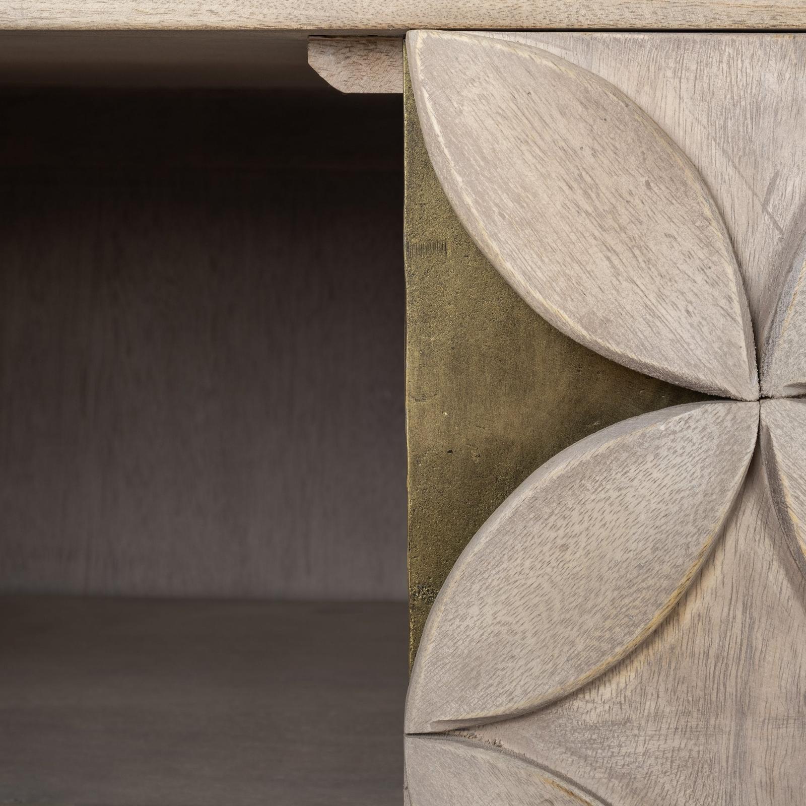 Mercana Excelsior Solid Wood Gold Metal Base 4 Cabinet Door SideBoard