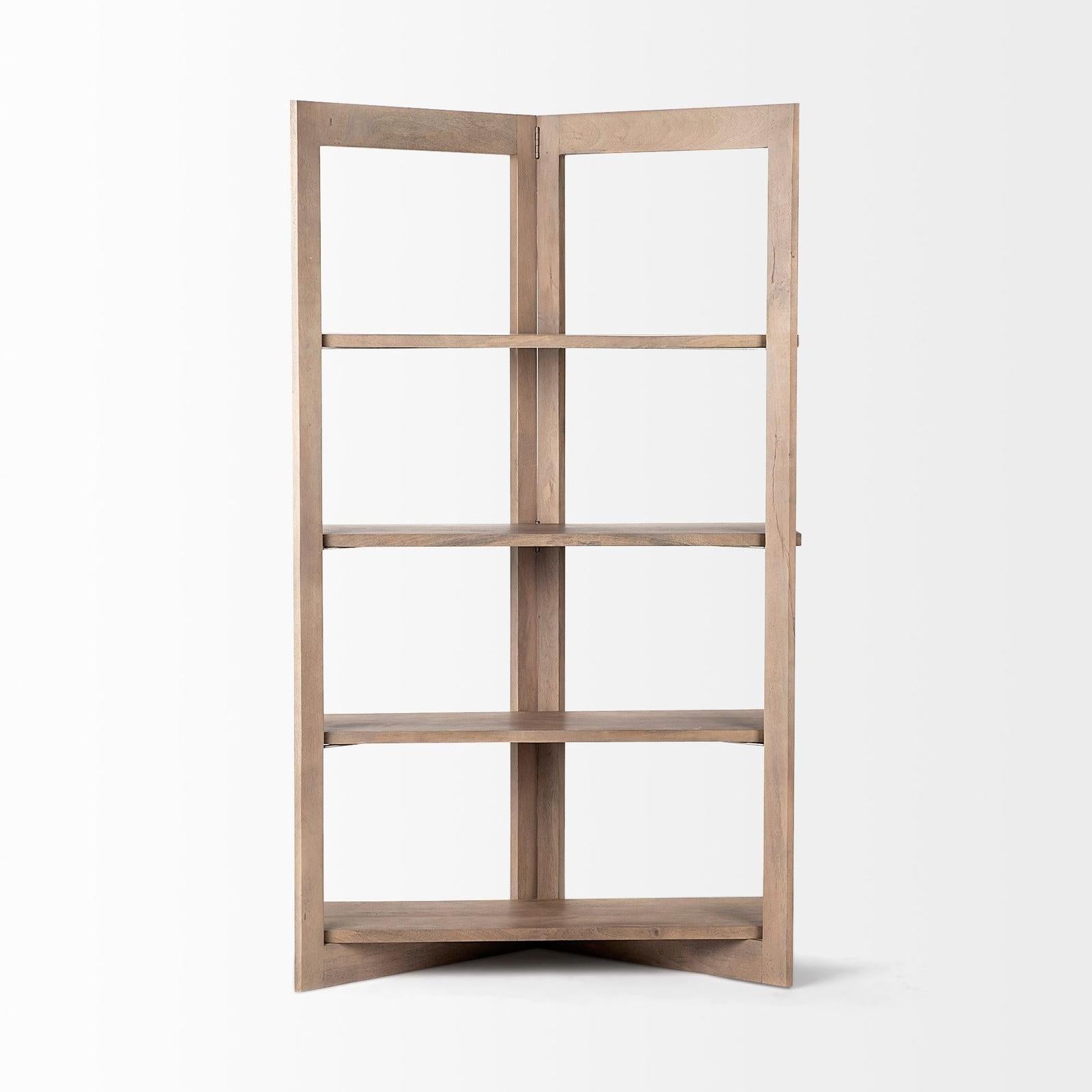 Mercana Turnbull Light Brown Wood Four Shelf Shelving Unit