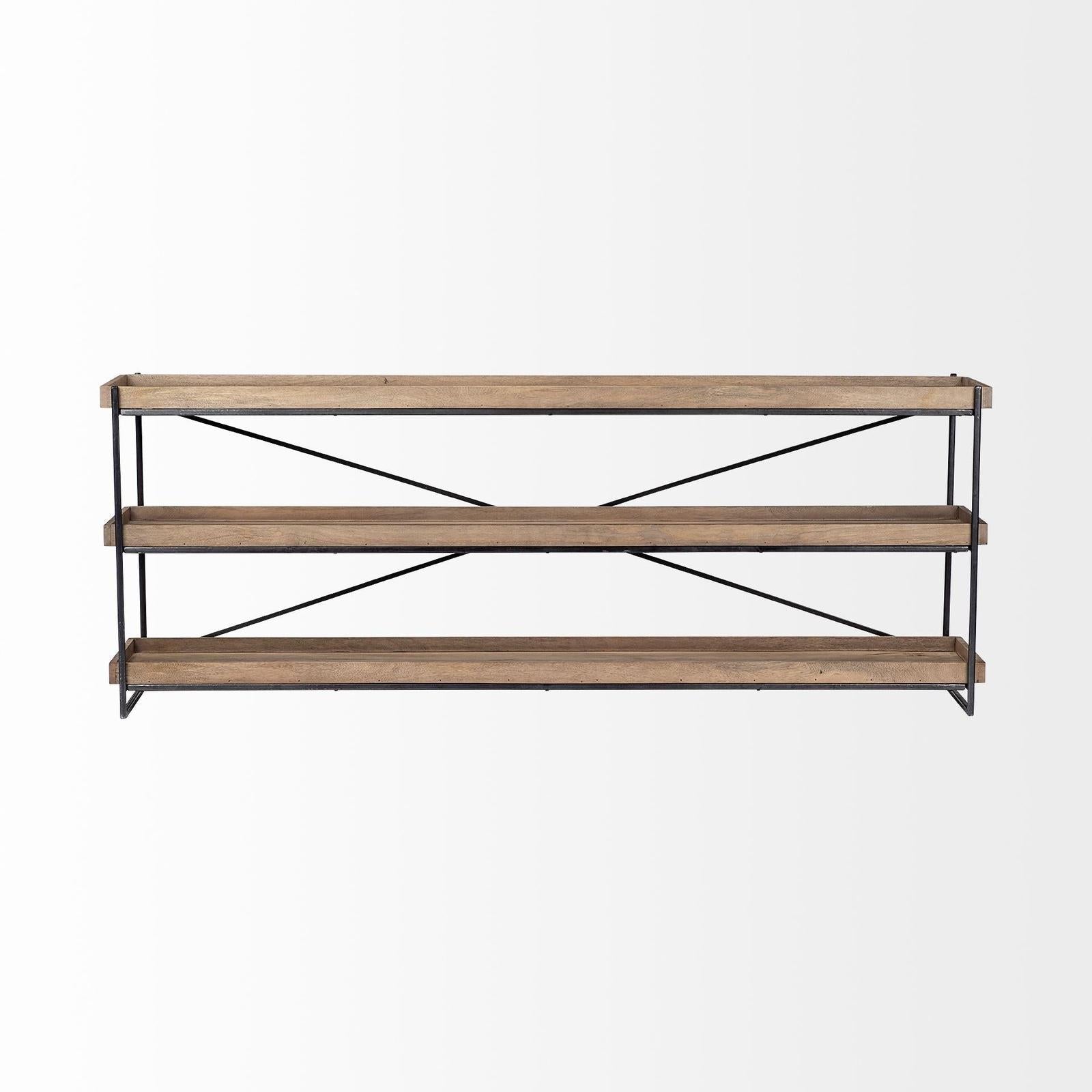 Mercana Trey Brown Wood and Black Iron Console Table