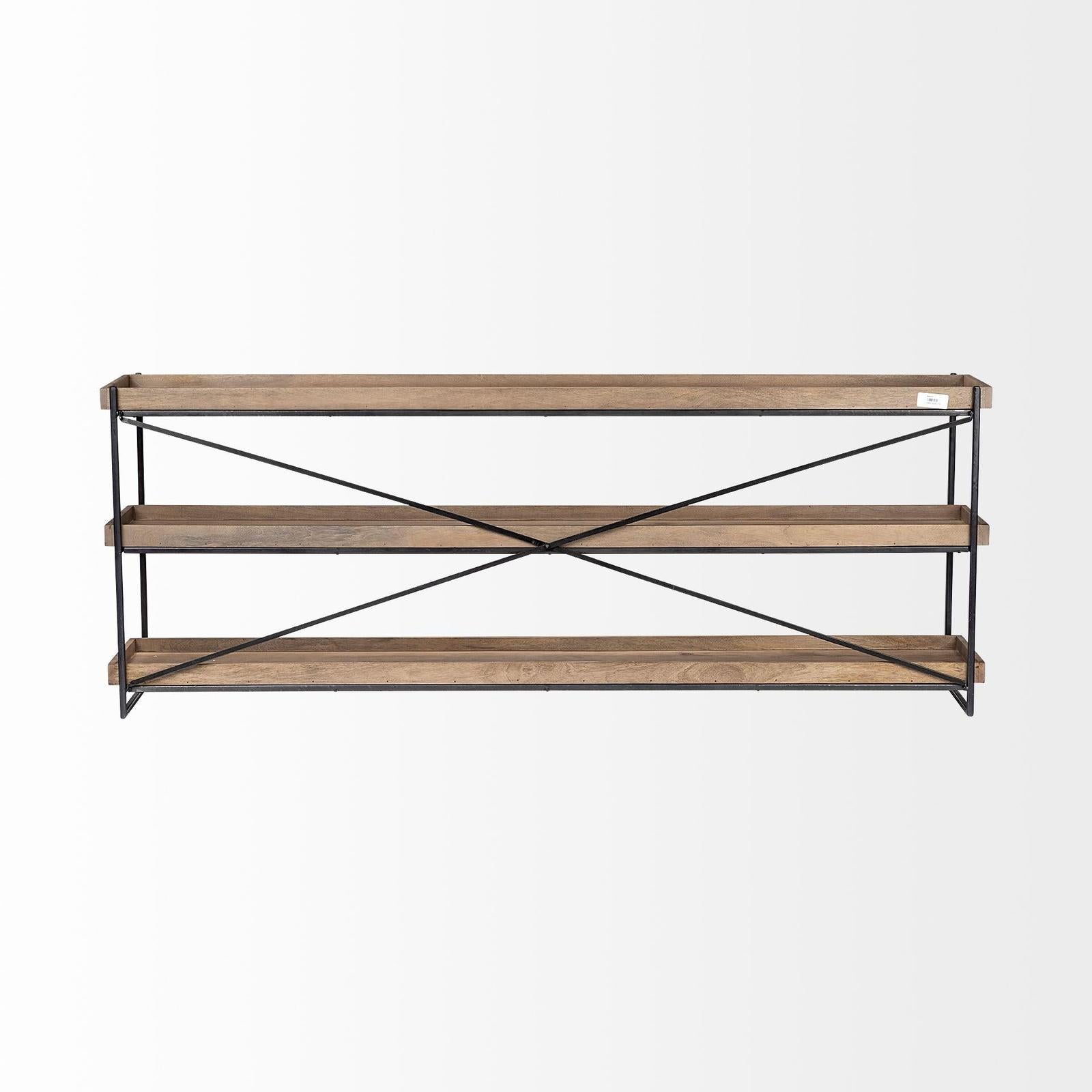Mercana Trey Brown Wood and Black Iron Console Table