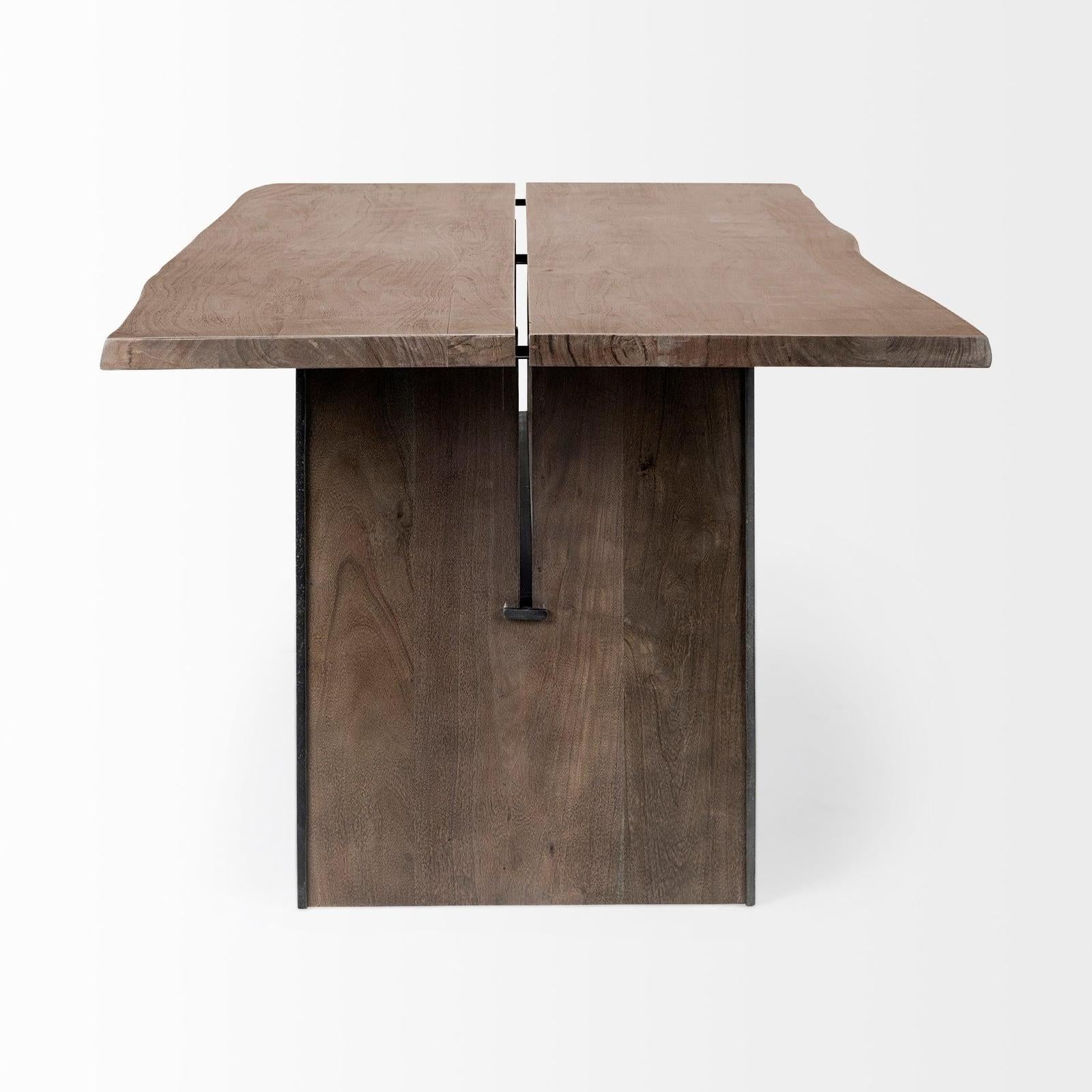 Mercana Ledger Brown Solid Wood Top & Base Dining Table Clearance