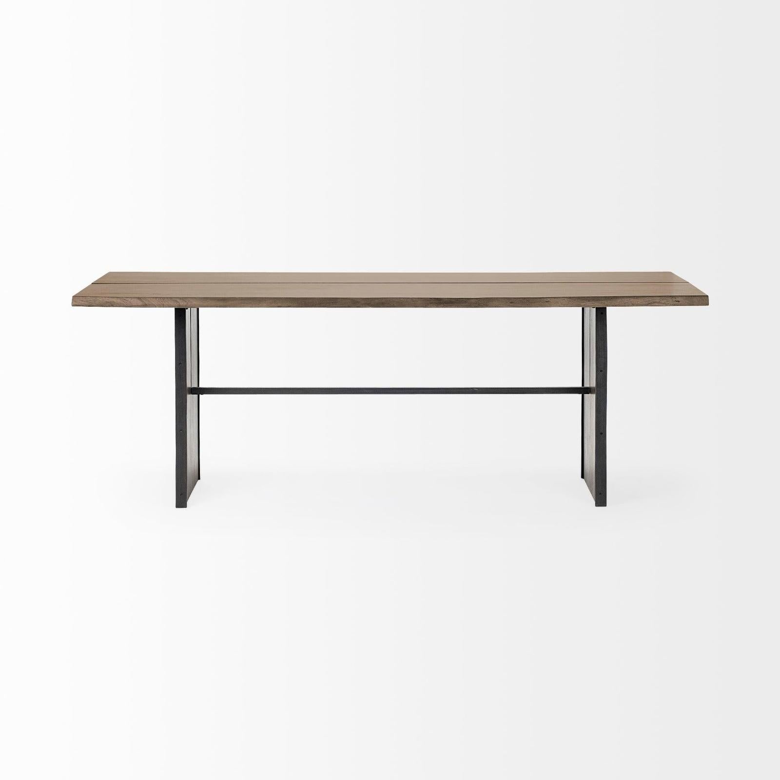 Mercana Ledger Brown Solid Wood Top & Base Dining Table Clearance