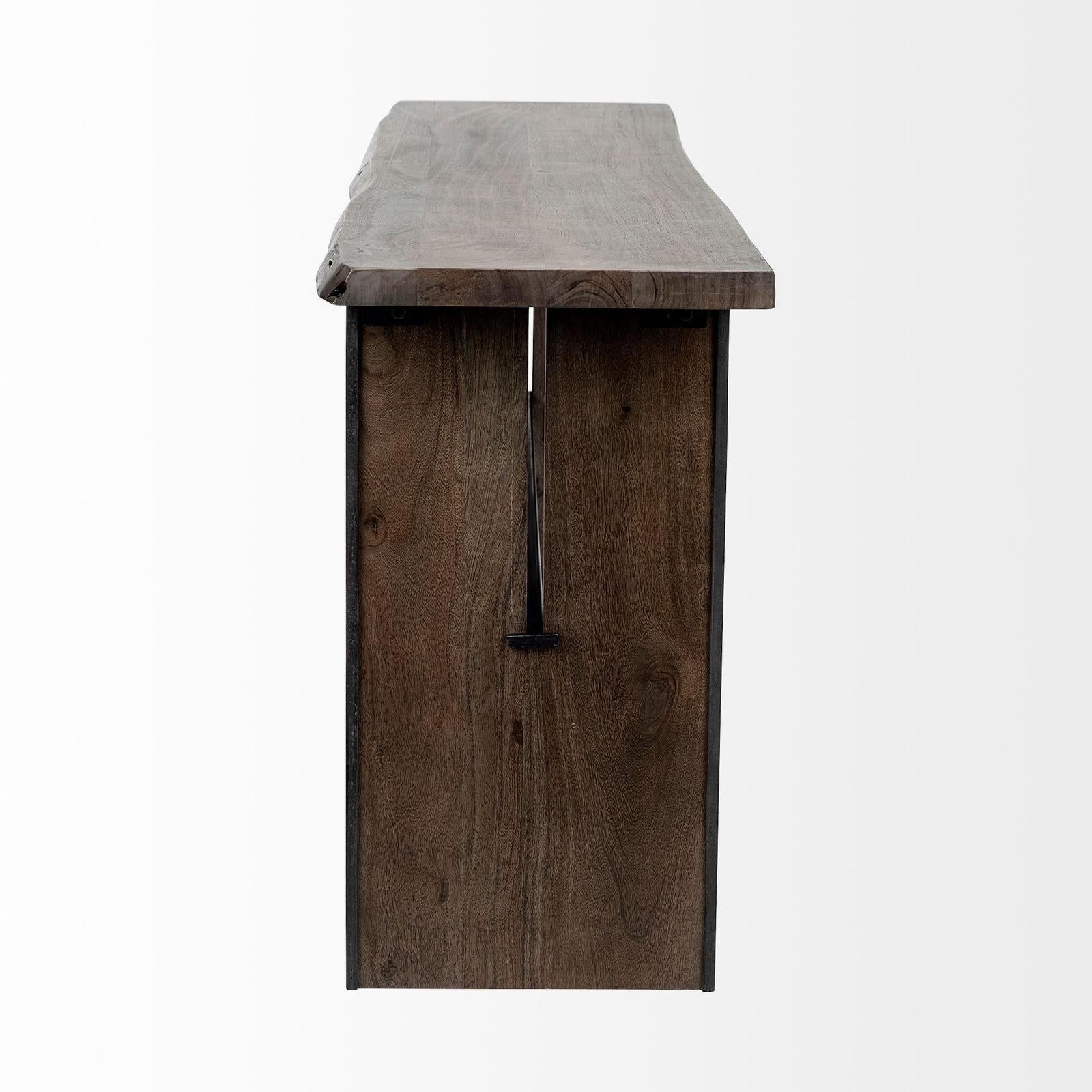 Mercana Ledger Live-Edge Wooden Brown Console Table