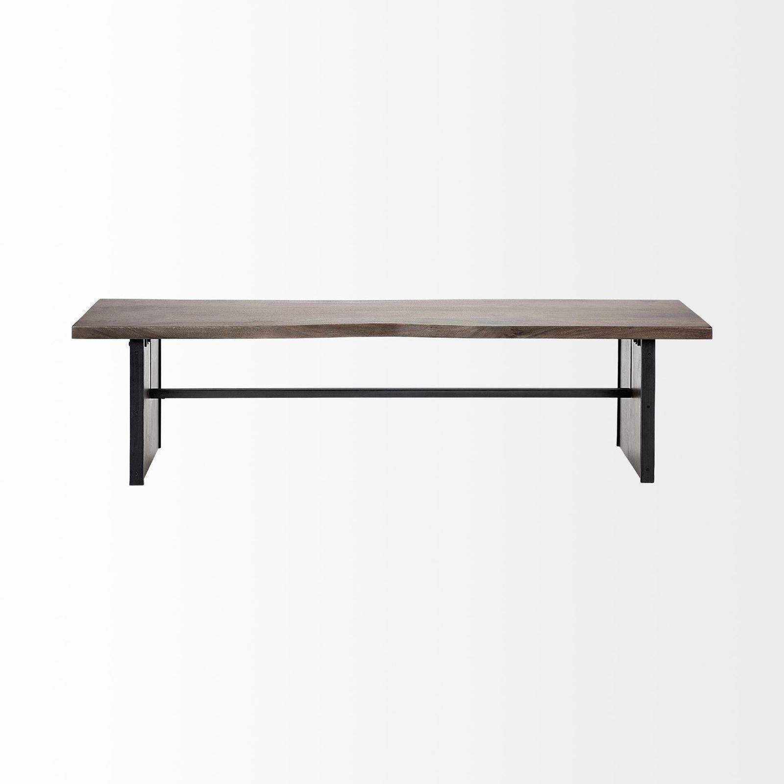 Mercana Ledger Brown Live-Edge Wooden Dining Bench