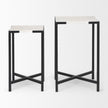 Mercana Lucas White Marble W/Black Iron Frame Accent Tables- Set of 2