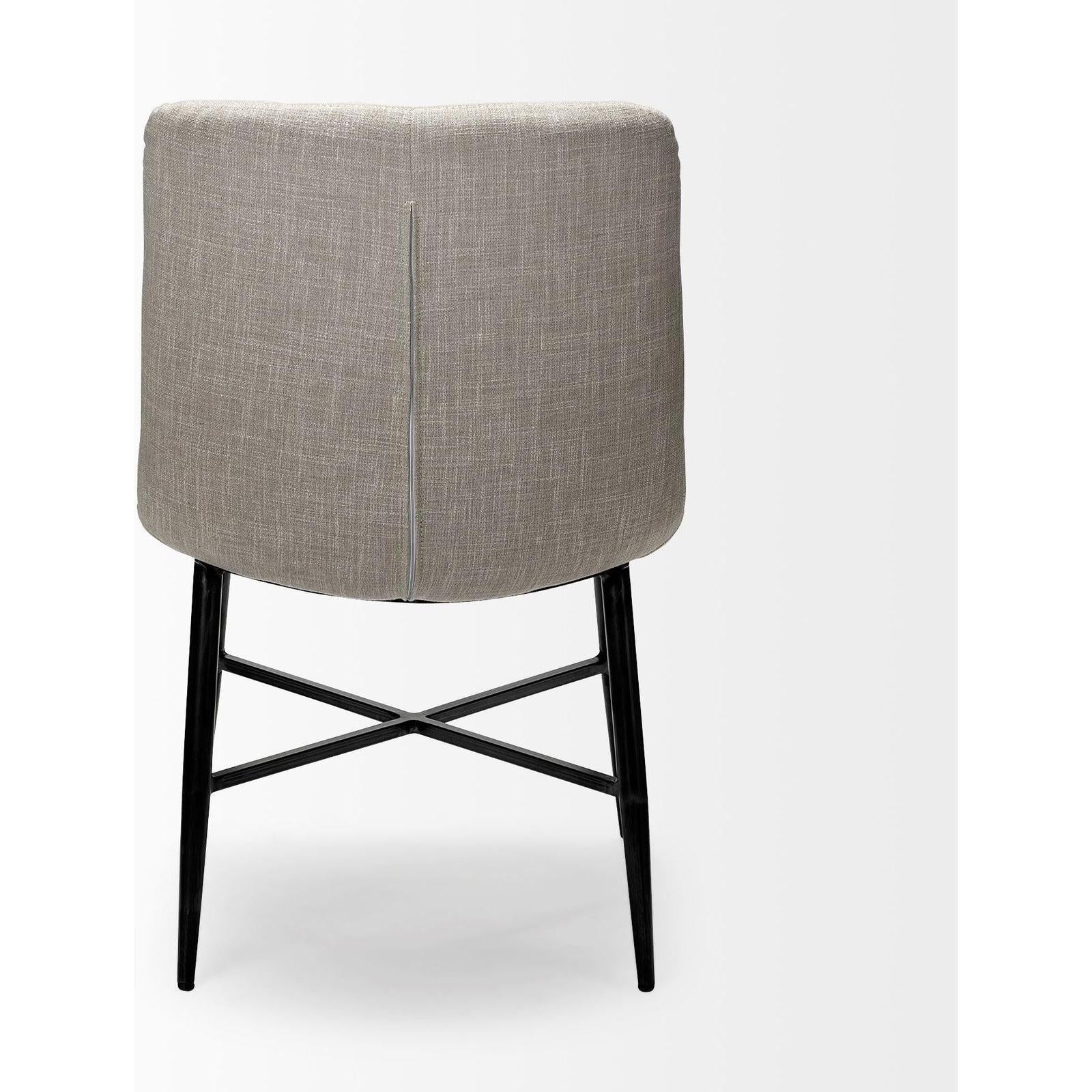 Mercana Barrow I Beige Fabric Wrap Black Metal Frame Dining Chair Clearance
