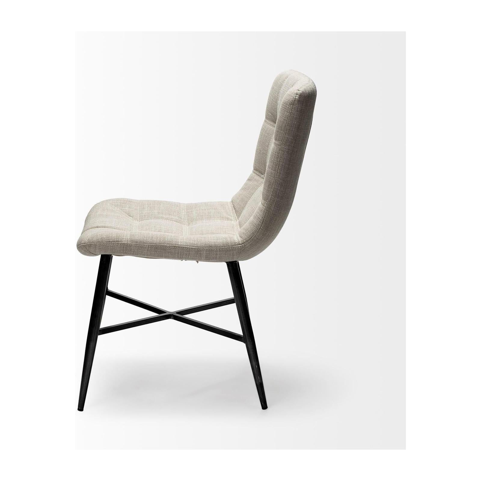 Mercana Barrow I Beige Fabric Wrap Black Metal Frame Dining Chair Clearance