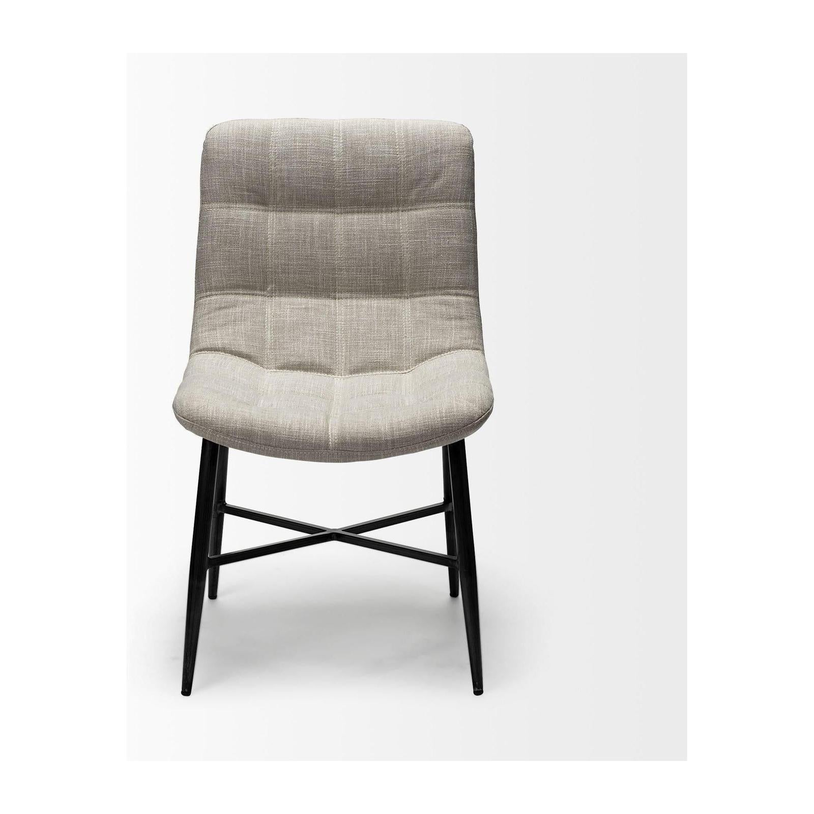 Mercana Barrow I Beige Fabric Wrap Black Metal Frame Dining Chair Clearance