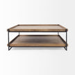 Mercana Trey Rectangular Brown Solid Wood Top Table Black Metal Frame Two-Tier Coffee Table