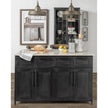 Mercana Fieri Solid Iron Black Body White Marble Top Four Drawer Kitchen Island