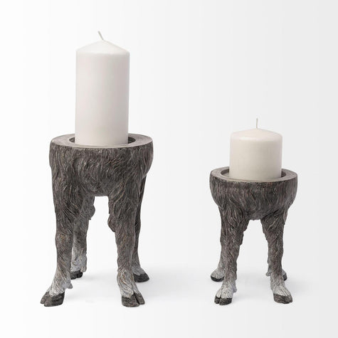 Mercana Pan Gray Ceramic Hoofed Table Candle Holder