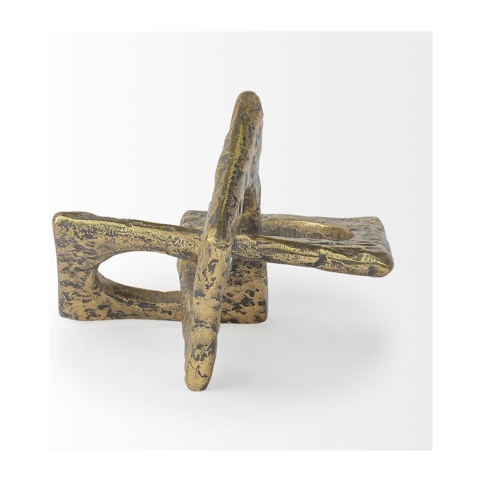 Mercana Delaunay Gold Hammered Metal Interlinked Patterned