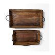 Mercana Durone Brown Wooden Live Edge Serving Trays- Set of 2