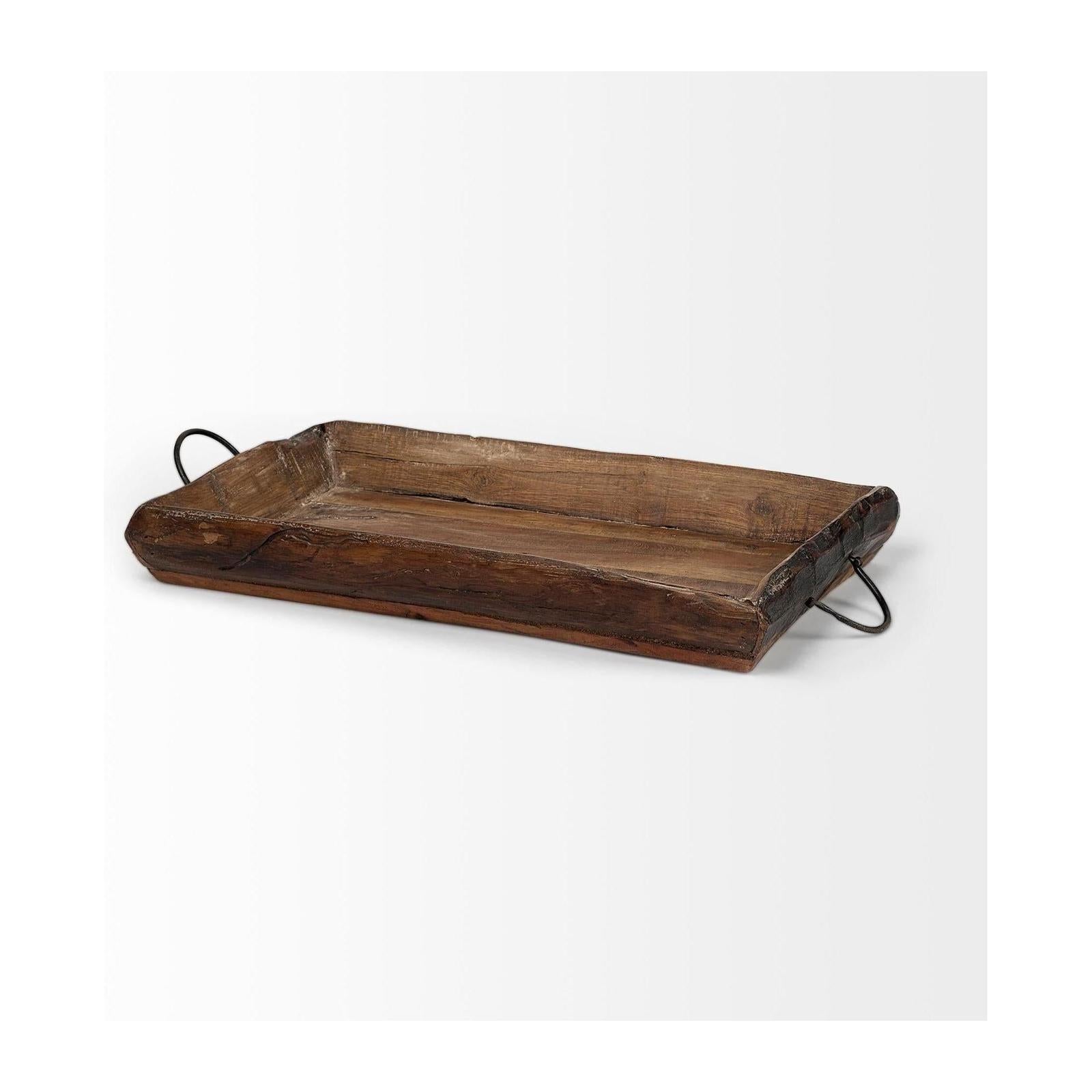 Mercana Durone Brown Wooden Live Edge Serving Trays- Set of 2
