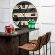 Mercana Meritt Brown Leather Seat Black Metal Frame Stool