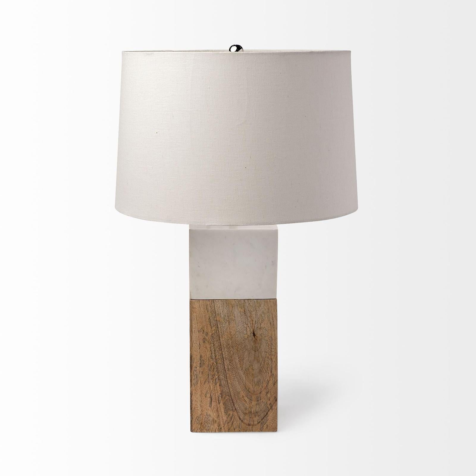 Mercana Woodrow Light Brown Wood w/ White Accent Table Lamp Clearance