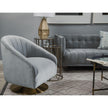 Mercana James II Gray Blue Velvet Covered Seat w Gold Swivel Base Accent Chair Clearance
