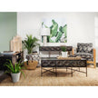 Mercana Hogarth Rectangular Brown Solid Wood Top Iron Metal Base w/6 Drawers Coffee Table Clearance