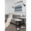 Mercana Bombola White Round Marble Top W/Black Metal Frame Accent Table