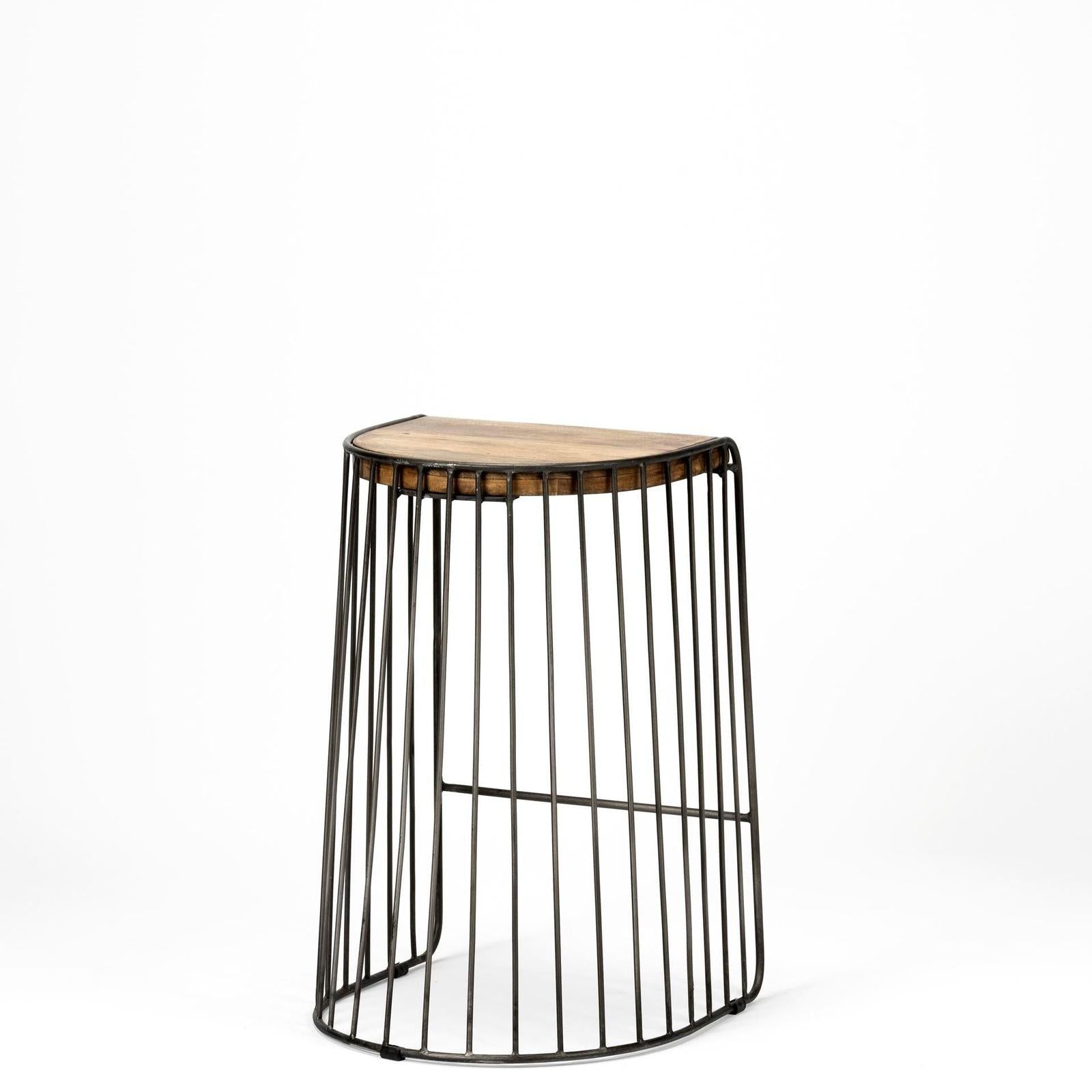 Mercana Seagram Brown Wood Seat Black Metal Frame Stool Clearance