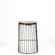 Mercana Seagram Brown Wood Seat Black Metal Frame Stool Clearance