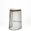 Mercana Seagram Brown Wood Seat Black Metal Frame Stool Clearance