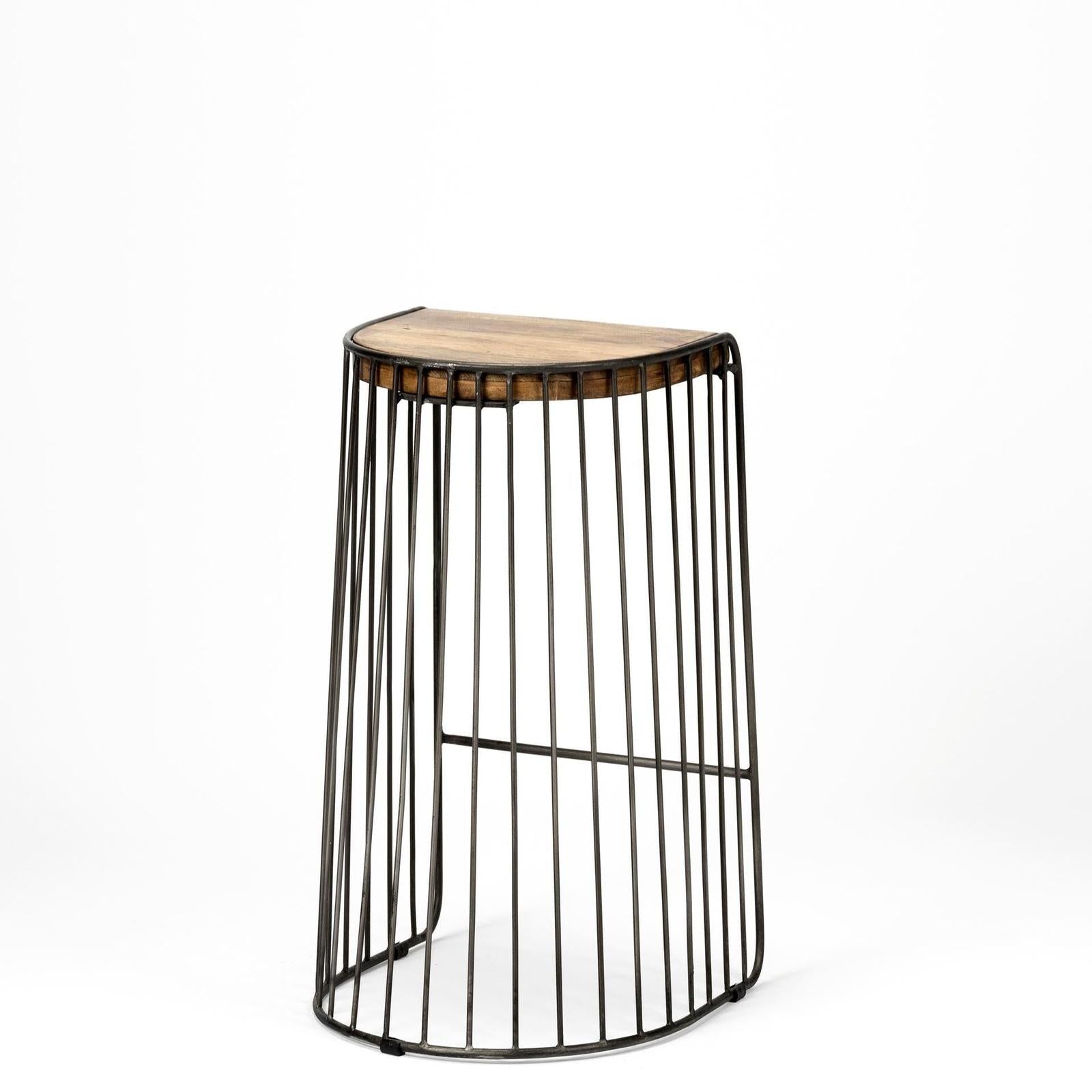 Mercana Seagram Brown Wood Seat Black Metal Frame Stool Clearance