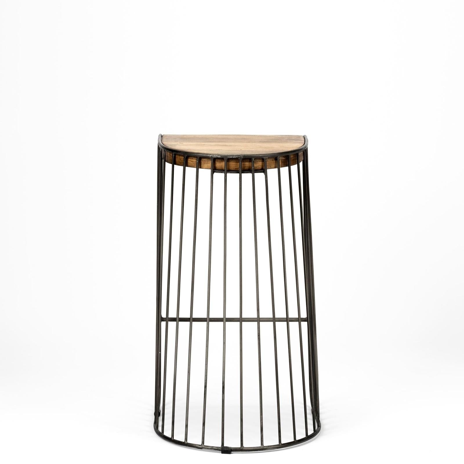 Mercana Seagram Brown Wood Seat Black Metal Frame Stool Clearance