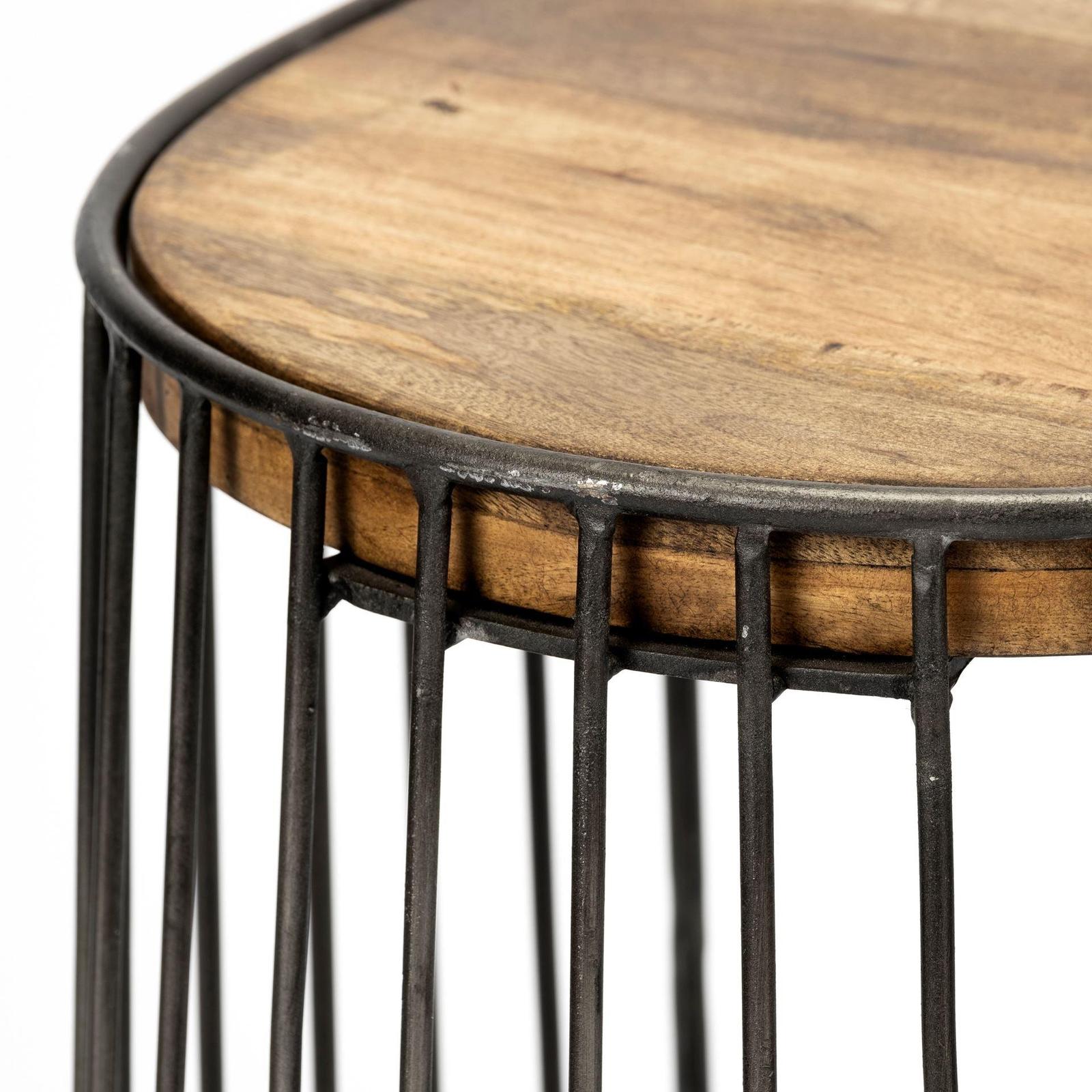 Mercana Seagram Brown Wood Seat Black Metal Frame Stool Clearance