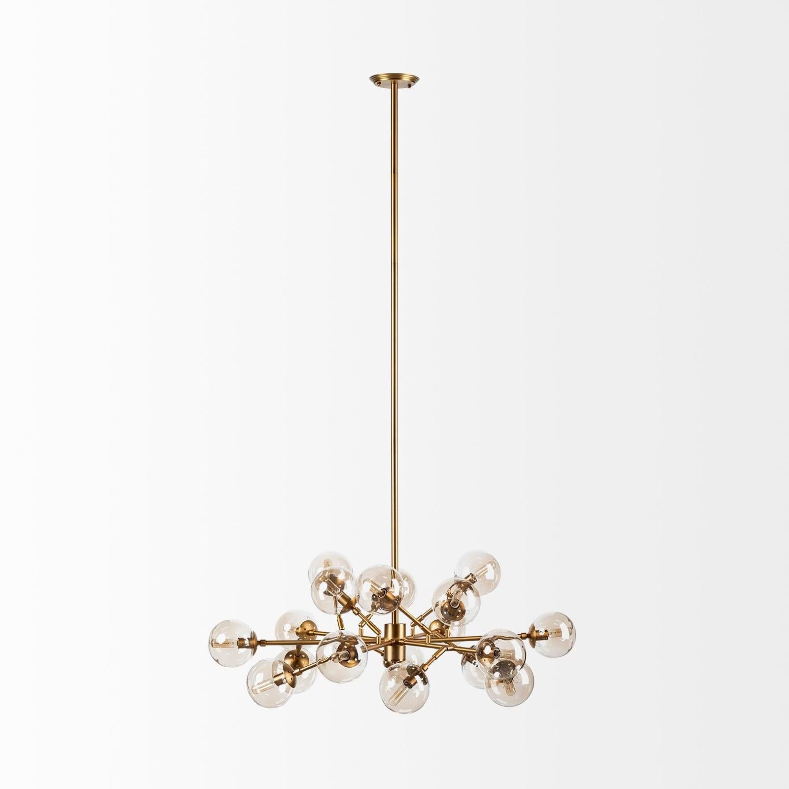 Mercana Rudyard Glass Globe and Gold Metal Chandelier Clearance