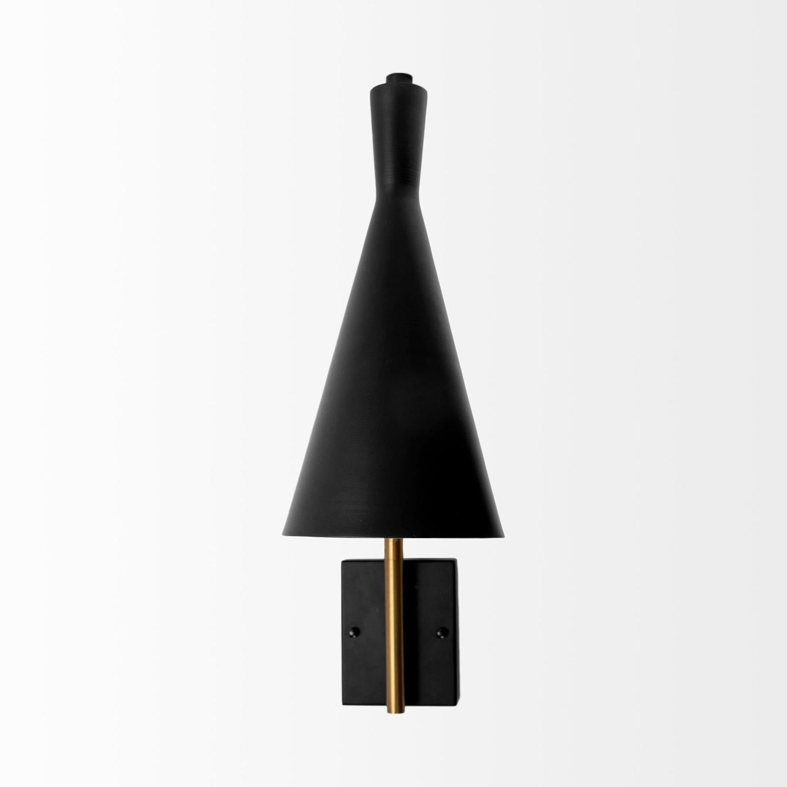 Mercana Tremont Black/Gold Metal Conical Shade Wall Sconce Clearance