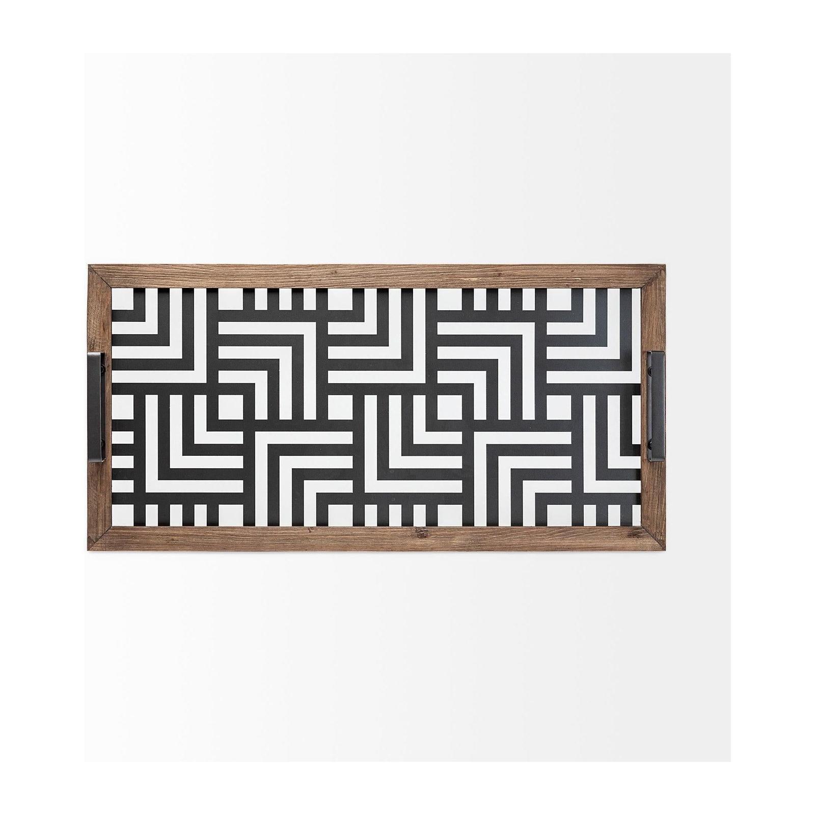 Mercana Fantuz Gray Meta Wood and Glass Serving Tray