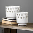 Mercana Larissa White Ceramic Hollow Pattern Vases-Set of 2 Clearance