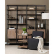 Mercana Trey Square Medium Brown Wooden Three-Tiered Black Iron Frame End/Side Table