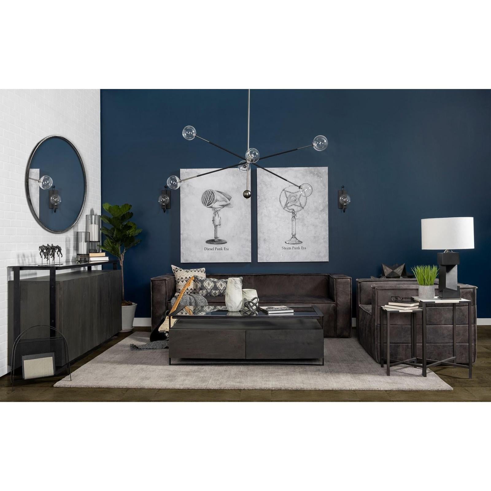 Mercana Lucas White Marble W/Black Iron Frame Accent Tables- Set of 2