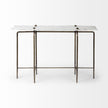 Mercana Pinera White Marble Top Gold-Toned Iron Base Console Table