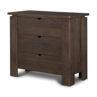 Mercana Wallen Solid Dark Brown Wood 3 Drawer Accent Cabinet