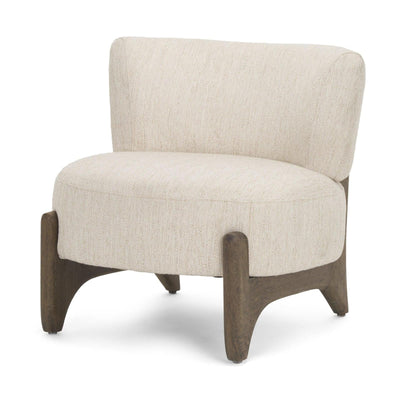 Mercana Vyra Dark Brown Wood w/ Cream Fabric Accent Chair Clearance